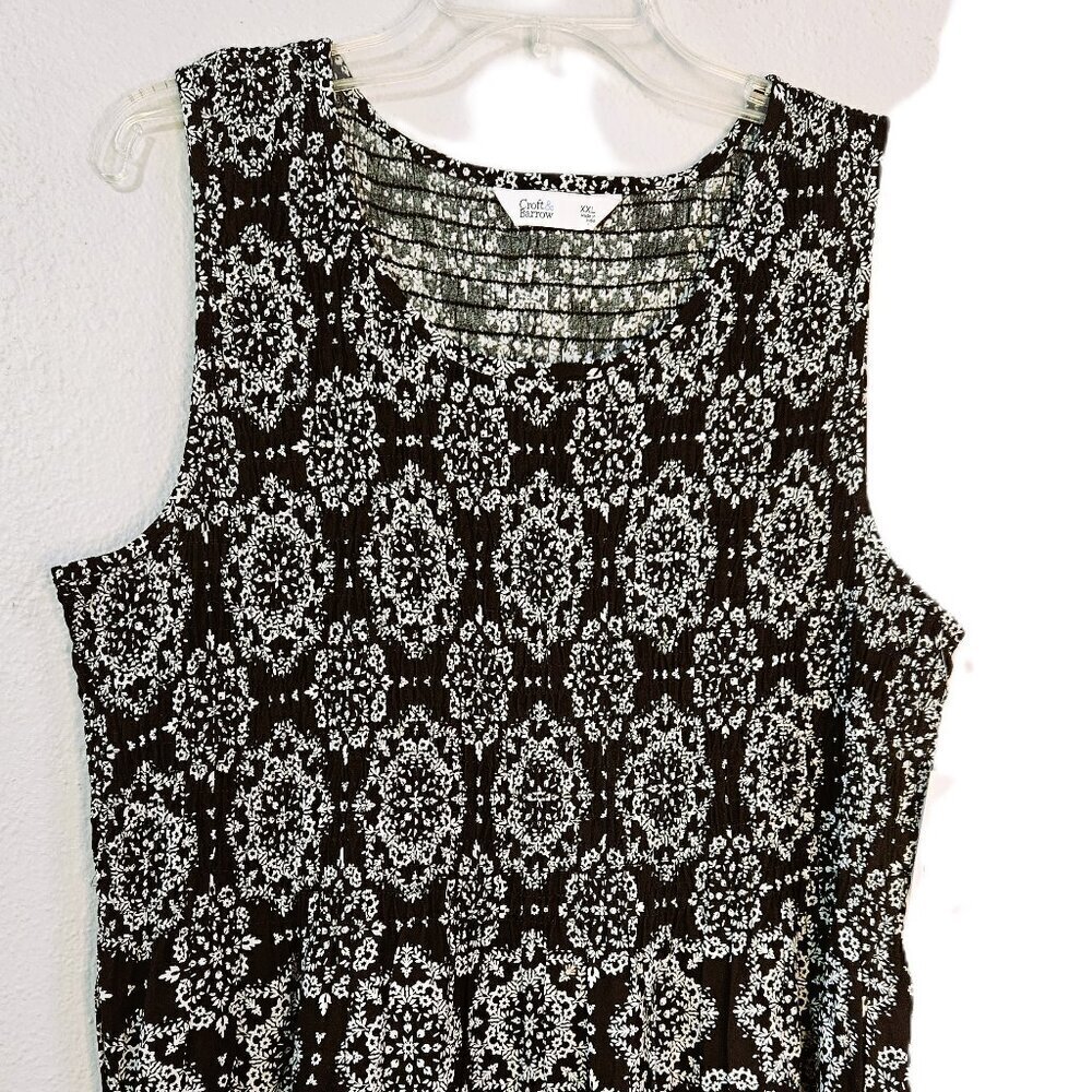 Croft & Barrow Wome's Black and White Geometric Print Casual Maxi Dress Size XXL